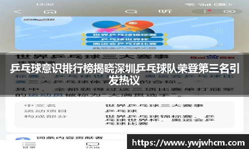 乒乓球意识排行榜揭晓深圳乒乓球队荣登第三名引发热议